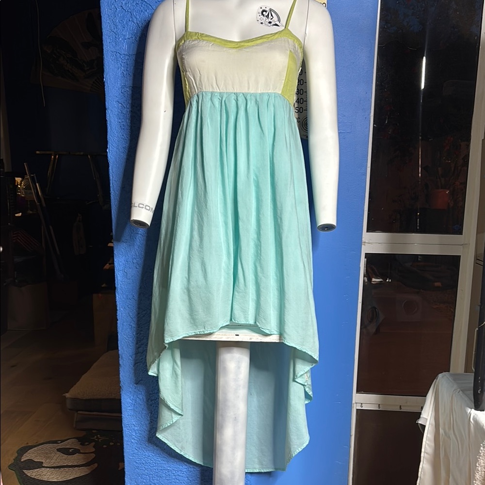 Billabong Cream and Blue Asymmetrical Maxi Sundress